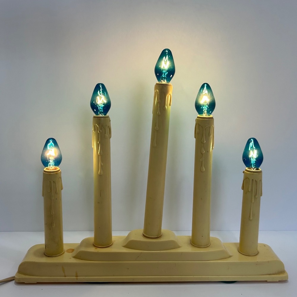 Vintage 5 Light Electric Candelabra Christmas Window Decor Cream Tested